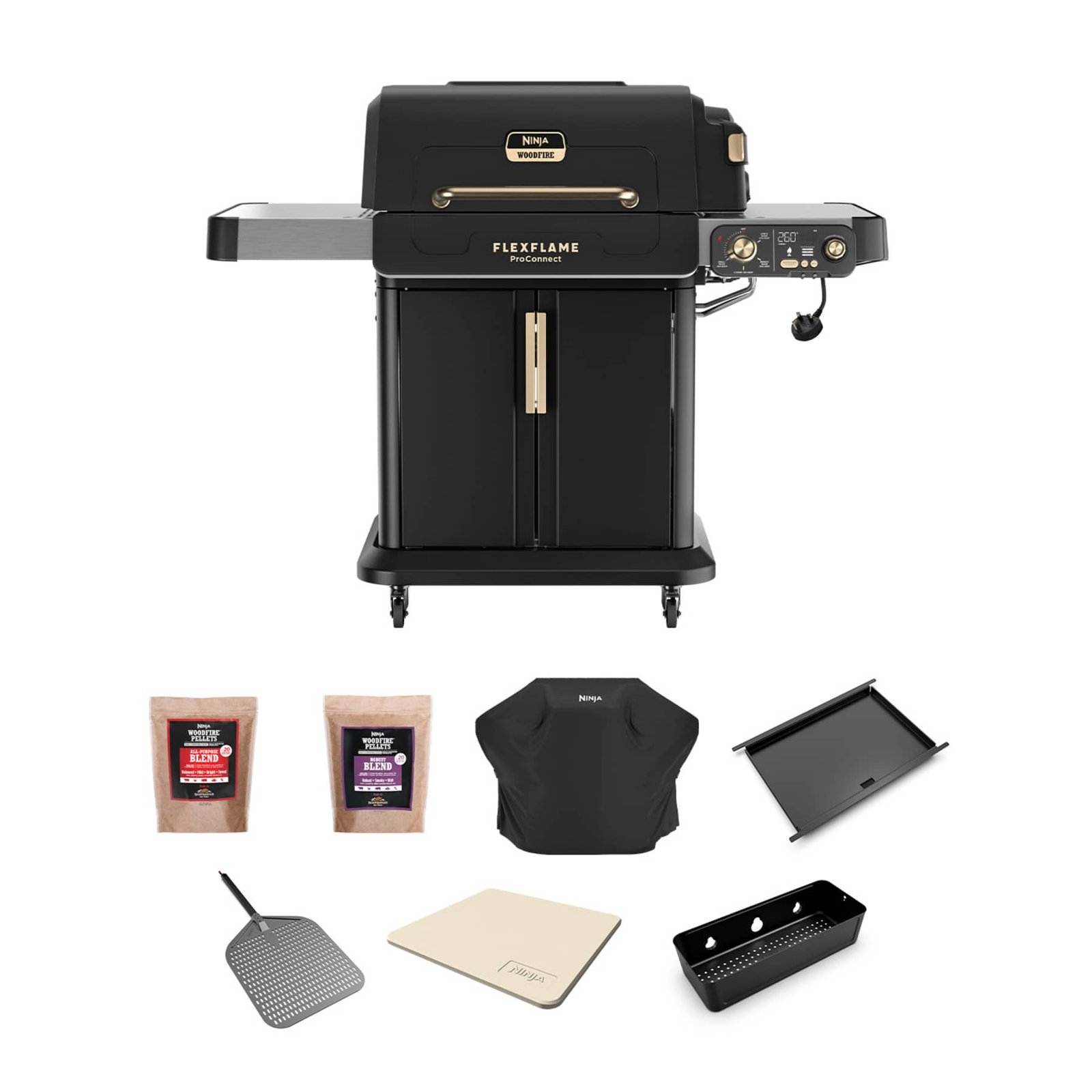 00_PG305UKUB_01 FlexFlame ProConnect Gas BBQ & Outdoor Cooking System Ultimate 5-in-1 Bundle - Black & Stainless Steel - Image 1