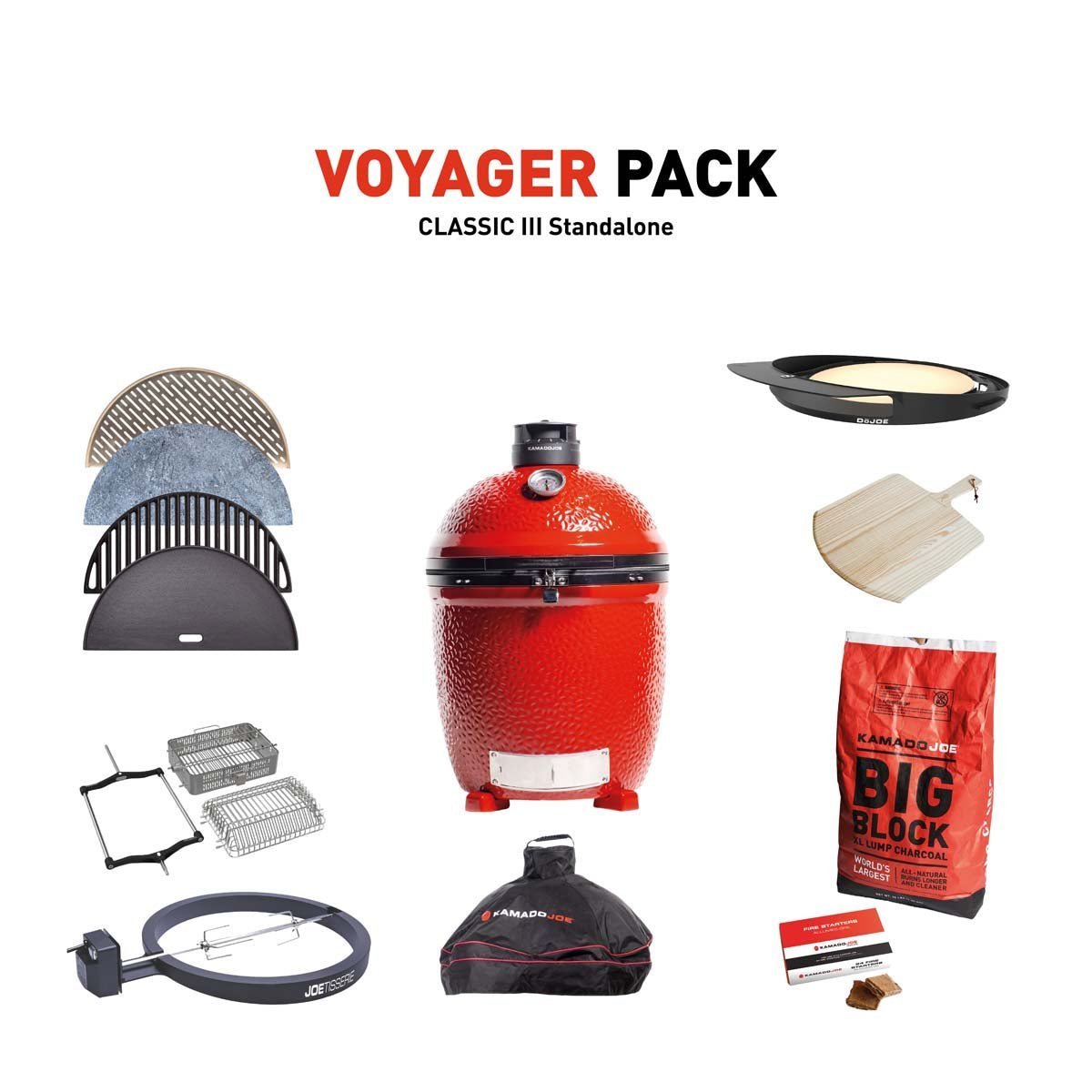 KJ-VOYAPACK-S3_1-v1 Kamado Joe Classic III Stand Alone Charcoal Grill With Voyager Pack - Image 1