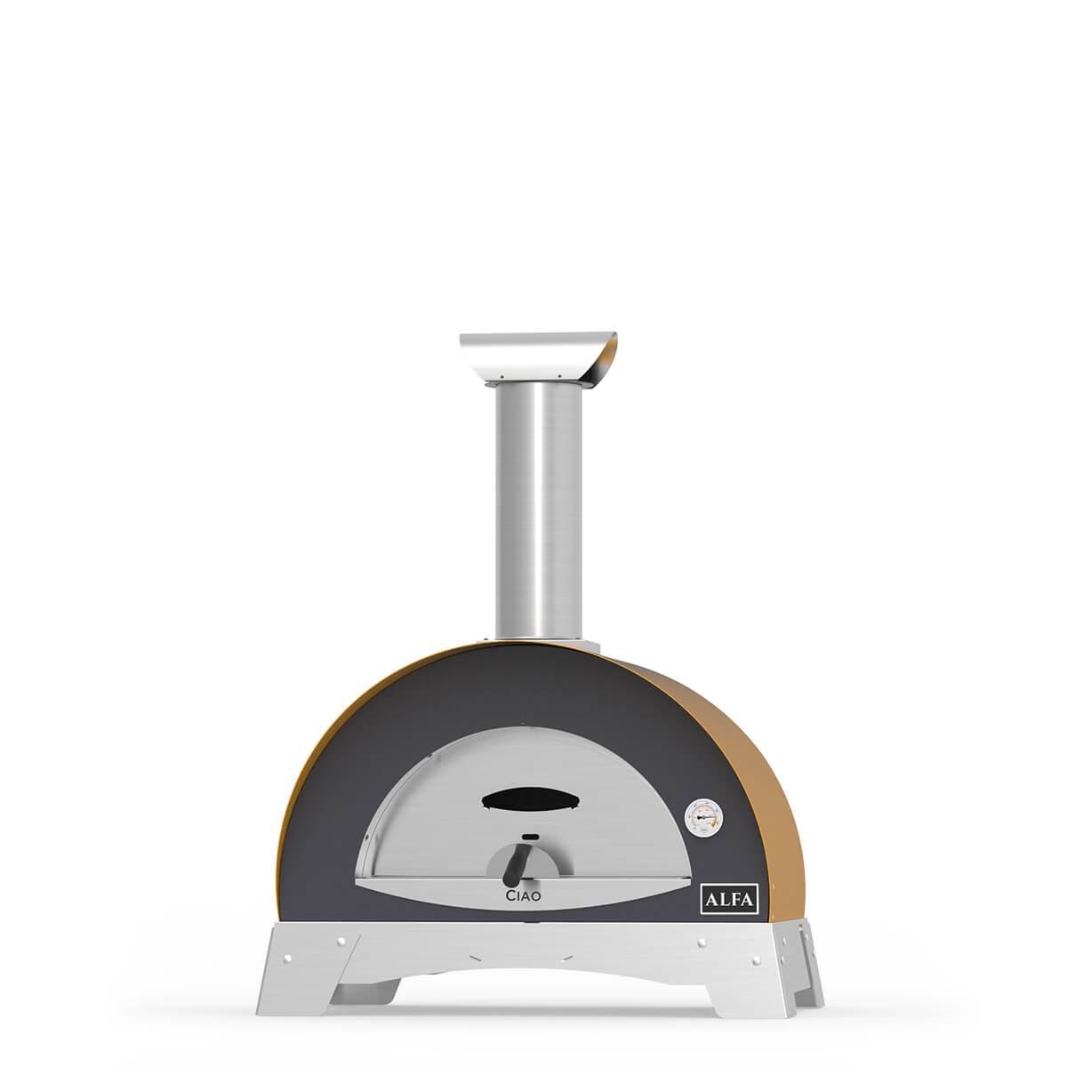ciao-yellow-wood-alfa-forni-domestic-ovens Classic Dome Wood-Fired Outdoor Pizza Oven - Image 1