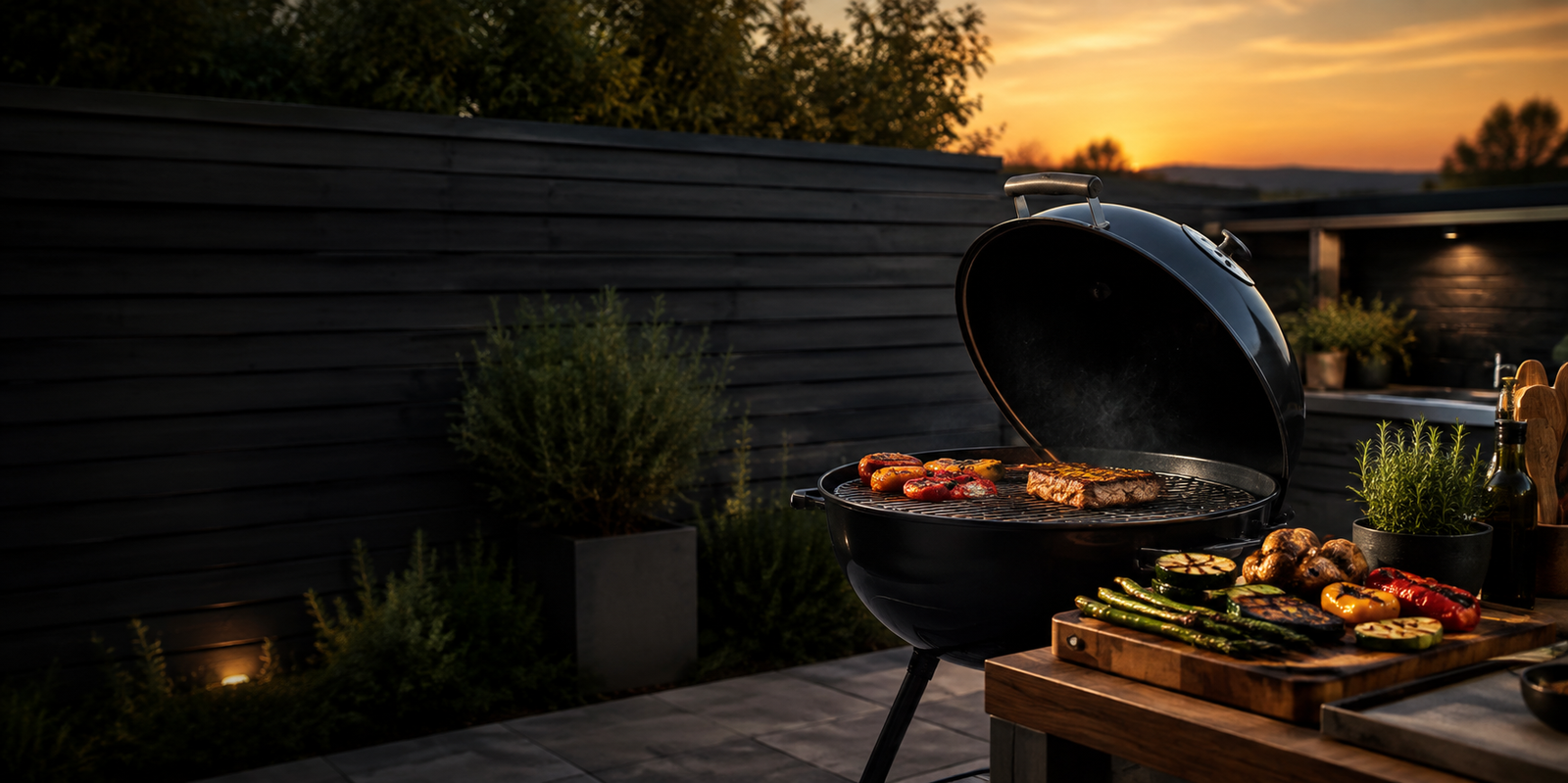 Outdoor BBQ cooking setup